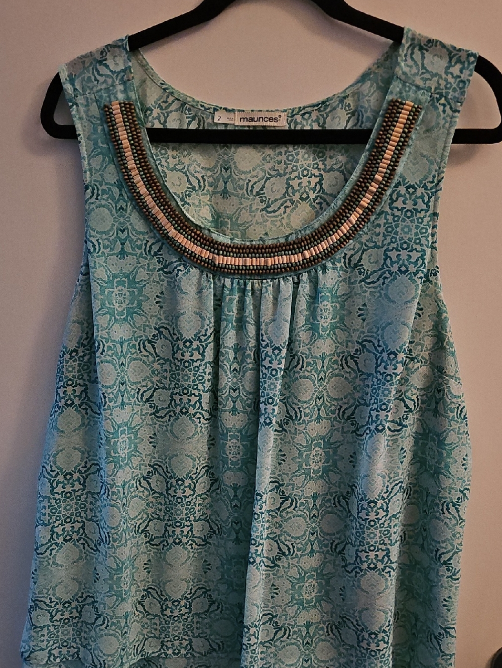 Maurices Mint Teal Beaded Scoop Neck Tank